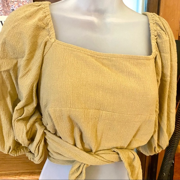 Free People Tops - FREE PEOPLE Jen’s Pirate Booty gauze wrap crop top— tan size M